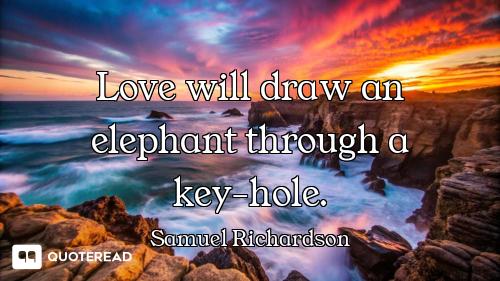 Love will draw an elephant through a key-hole.