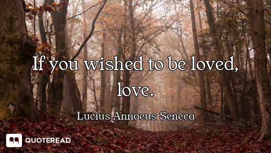 If you wished to be loved, love.