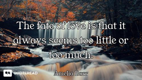 The fate of love is that it always seems too little or too much.