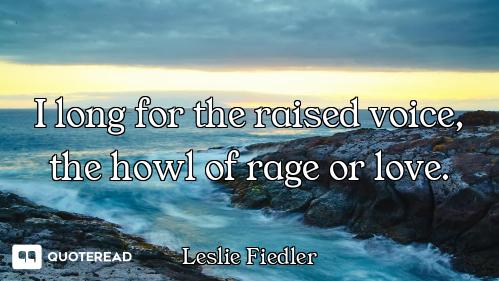 I long for the raised voice, the howl of rage or love.
