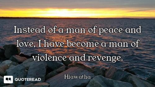 Instead of a man of peace and love, I have become a man of violence and revenge.