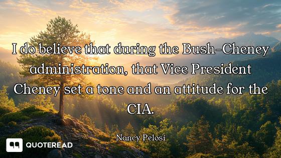 I do believe that during the Bush-Cheney administration, that Vice President Cheney set a tone and a...